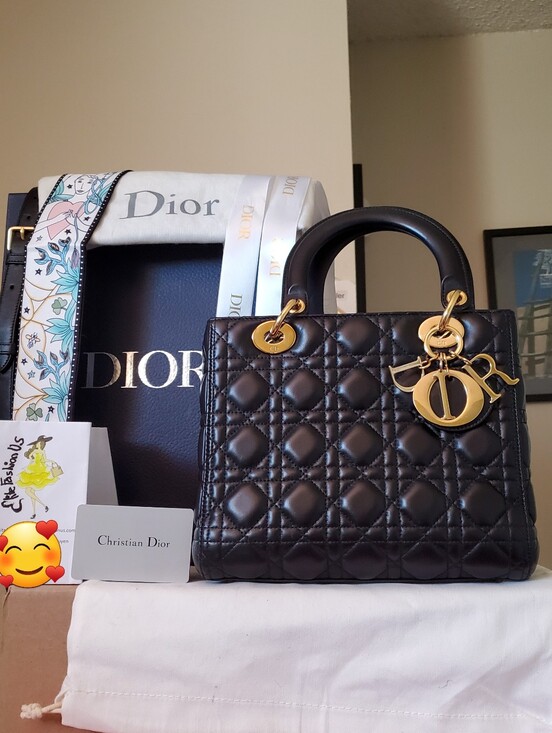 Dior Handbags - Lady DIOR black Lambskin Gold Hw Medium Bag